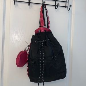 Steve Madden Black and Pink Nylon Sling Bag